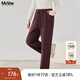 MsShe【開(kāi)叉直筒闊腿衛褲】大碼女裝2025秋裝胖mm高腰顯瘦加長(cháng)褲 拿鐵色現貨 2XL