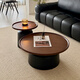 悅倫中古風(fēng)胡桃木色圓形茶幾組合2025新款小戶(hù)型客廳法式復古實(shí)木茶幾 80茶幾+50邊幾組合（包邊）