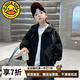 G.DUCKKIDS男童外套春秋款2025新款洋氣中大兒童春裝風(fēng)衣薄款沖鋒衣秋冬上衣 黑色春秋款 140 cm