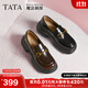 他她（TATA）盧昱曉同款魔法偵探厚底樂(lè )福鞋女真皮黑色小皮鞋秋冬新款JK鞋單鞋 黑色（寬版-跟高6CM） 37