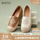 百思圖24春季時(shí)尚復古休閑漁夫鞋平跟圓頭女單鞋A0051AA4 白色 36