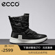 愛(ài)步（ECCO）雪地靴女 戶(hù)外日常綁帶保暖防水女靴 賽冬420163 黑色（牛皮） 38