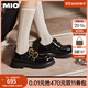 MIO【楊超越同款】米奧春季新款女厚底松糕鞋亮面樂(lè )福鞋單鞋 黑色 36