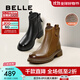 百麗（Belle）舒適瘦瘦休閑靴女2025冬新款商場(chǎng)同款羊皮復古靴B7E1DDD5 棕色-絨里 37 (235mm)