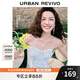 UR【鐘楚曦同款】2025夏季新款女裝波嬉風(fēng)蕾絲條連衣裙UYL750037 藍(lán)色條紋 L
