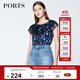PORTS寶姿新品商場(chǎng)同款女裝甜美一字肩上衣SN8B013HPT007 丈青 M (6)