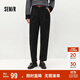 森馬（Semir）休閑褲女半松緊腰寬松錐形褲百搭冬季風(fēng)肌理抓絨長(cháng)褲101724127014