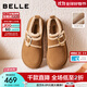 百麗（Belle）復古毛邊雪地靴女2025冬新商場(chǎng)同款舒適毛里休閑鞋E5N1DDM5預售 棕色 37