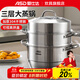 愛(ài)仕達蒸鍋304不銹鋼加高厚大容量廚房家用復底蒸饅頭鍋燃氣電磁爐通用 加高蒸鍋 3層 30cm