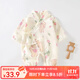 婧麒（JOYNCLEON）夏季嬰兒長袖連體衣純棉雙層紗布薄款寶寶和尚服短袖外出哈衣 玫瑰兔兔 80cm