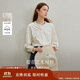 茵曼100棉荷葉領(lǐng)提花襯衫2025秋季女裝新款長(cháng)袖上衣 杏色 L