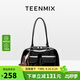 天美意（TEENMIX）女包牛皮保齡球包油蠟公文包通勤斜挎包單肩手提包生日禮物送女友