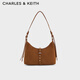 CHARLES&KEITH雙肩帶鉚釘簡(jiǎn)約單肩腋下包生日情人節禮物送女友CK2-20782708 Sienna Brown赭石棕CK2-20782708-1 S