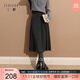 三彩2025冬季新款簡(jiǎn)約收腰褶裥半身裙A字裙大擺中長(cháng)裙氣質(zhì)S