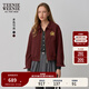 Teenie Weenie小熊女裝巴恩風(fēng)外套2025年秋季新款短款學(xué)院風(fēng)夾克 酒紅色 S 160