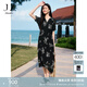 玖姿·安娜蔻優(yōu)雅民族風(fēng)雪紡繡花收腰連衣裙女2025夏季新款 花黑 S