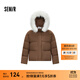 森馬（Semir）羽絨服女短款大毛領(lǐng)連帽甜美風(fēng)外套2024冬新款防水防風(fēng)寬松面包服 深咖啡50954 XS