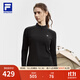FILA 斐樂(lè )25冬季新款健身運動(dòng)半拉鏈瑜伽跑步內搭加絨保暖女子長(cháng)袖T恤 深黑-BK L 170/88A/L