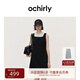 歐時(shí)力OCHIRLY 方領(lǐng)小香無袖針織連衣裙背心裙小黑裙秋冬新品 黑色 M