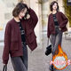 FSHE流行女外套2025秋冬款休閑寬松百搭加絨加厚夾克棒球小香風(fēng)外套女 629 棉質(zhì)【安可拉紅】加絨 加厚 S 建議【70-90斤】