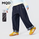 馬騎頓【拜年服】MQD女童25冬新款學(xué)院直筒褲親膚保暖牛仔褲 原牛仔色 160