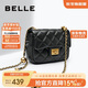 百麗女包碎銀幾兩小方包羊皮小香風(fēng)斜挎絎縫包X6917BX4 黑色