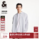 杰克·瓊斯（JACK&JONES）百搭時(shí)尚簡(jiǎn)約潮條紋logo織布尖領(lǐng)長(cháng)袖襯衫外套上衣男裝225205003 A06本白色 常規 M
