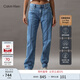 Calvin KleinJeans四季款女士ck舒適亞麻分割線(xiàn)復古低腰直筒牛仔褲J223379 1A4-牛仔淺藍 29