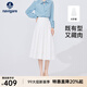 Navigare意大利小帆船開(kāi)叉百褶裙女士春秋季顯瘦半身裙高檔通勤百搭a字裙 科技白 L