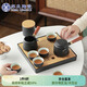 蘇氏陶瓷（SUSHI CERAMICS）功夫茶具套裝實(shí)木手柄側把茶壺日式竹面儲水茶盤(pán)中秋節禮物J0400