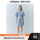 UR夏季新款女裝通勤風(fēng)壓褶修身短袖棉質(zhì)連衣裙UWU740075 淺紫藍(lán) S