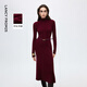 朗姿羊毛半高領(lǐng)修身針織連衣裙通勤風(fēng)氣質(zhì)優(yōu)雅中長(cháng)裙女2025年新款 博若萊酒紅色 XL