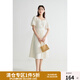 獨束大碼女裝浮雕提花新中式連衣裙夏裝新款典雅盤(pán)扣國風(fēng)高腰裙子 珍珠米 XL (尺碼：3) 拍前和客服確認尺碼