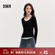 森馬毛衣女拼色假兩件毛衫修身春秋圓領(lǐng)套頭衫顯瘦109524107002