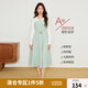 獨束大碼女裝假兩件拼接連衣裙女2025春季新款收腰顯瘦中長(cháng)款裙子 海沫綠（梨型） XL (尺碼：3)