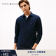TOMMY HILFIGER25秋冬新款男裝商務(wù)休閑青年純色小繡標修身翻領(lǐng)長(cháng)袖T恤POLO衫 藏青色DW5 2XL