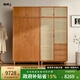 聯(lián)邦（LANDBOND） 家具 全實(shí)木雙開(kāi)門(mén)衣柜 簡(jiǎn)約臥室木質(zhì)衣櫥櫻桃木藤編儲物柜子 可納雙門(mén)實(shí)木柜體丨櫻桃木