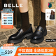 百麗（Belle）復(fù)古抓皺鎏金樂(lè)福鞋女25秋新商場(chǎng)款牛皮粗跟jk樂(lè)福鞋E1Y1DCA5 黑色 37