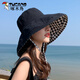 啄木鳥(niǎo)（TUCANO）雙面格子漁夫帽女春夏天可折疊防曬遮陽(yáng)帽大沿太陽(yáng)帽子遮臉韓版潮 黑色 雙面可帶(55-60cm)