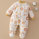 棉谷朵嬰幼兒包腳連體衣純棉花手工棉衣新生兒爬服冬季加厚寶寶連腳哈衣 獅子樹(shù)葉 80cm （適合10-14個(gè)月）