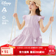 迪士尼 女童連衣裙夏季純棉兒童裙子新款小女孩公主裙中大童洋氣夏裝 TD2DQ058紫色 170
