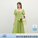 范思藍(lán)恩法式方領(lǐng)連衣裙女2025夏新款韓版修身綁帶花苞A字裙2473 牛油果綠 XL