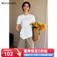 Olrain歐芮兒法式白色短袖T恤2025夏季新款不規則設計感上衣女 白色 M