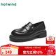 熱風(fēng)（Hotwind）女鞋厚底樂(lè )福鞋秋季新款英倫風(fēng)黑色小皮鞋日常通勤百搭一腳蹬女鞋 01黑色 36