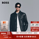 BOSS博斯【羊皮革】男士新款斜紋布襯里上蠟皮衣夾克 001-黑色 2XL