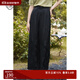 固執（OBSTINATE）春季新款中式提花直筒闊腳褲女00033KZ08364 黑色 S 160/64A