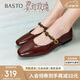 百思圖25春簡(jiǎn)約復古瑪麗珍鞋方跟女單鞋M1107AQ5 紅色 37