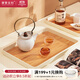 摩登主婦日式托盤(pán)長(cháng)方形收納茶盤(pán)家用餐盤(pán)點(diǎn)心盤(pán)密胺茶托盤(pán) 仿木紋托盤(pán)-特大號