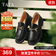 他她（TATA）小爵士女鞋新款英倫黑色樂(lè )福鞋百搭小真皮鞋單鞋春鞋子WFE02CA4 黑色 38