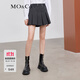 MO&Co.立體壓褶短褲裙褲A字短褲短裙休閑褲高腰半身裙摩安珂 炭黑花灰色-第2批 S 160
